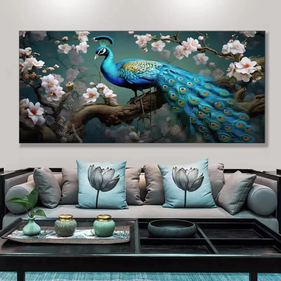 New Animal Diamond Painting Auspicious Peacock Handmade Diamond Cross Stitch New Chinese Animal Landscape Painting