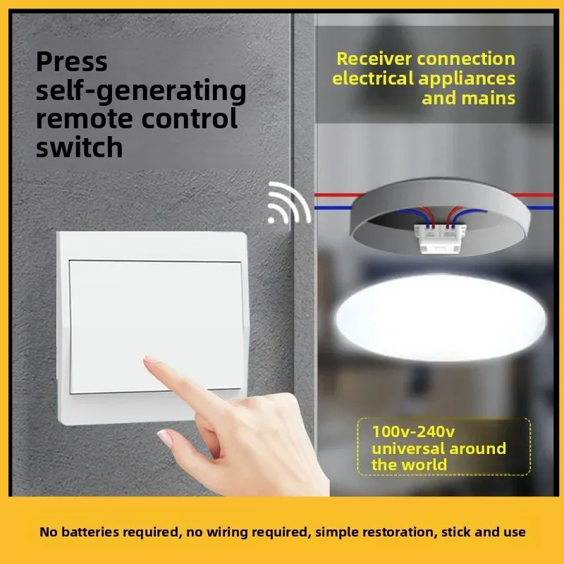 

DurableSelf-generated Wireless Switch Type 86 Wide Voltage Global Universal Long-distance Non-punching Remote Control Switch