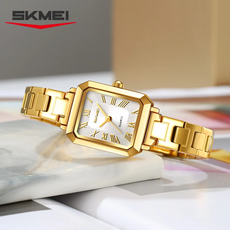 SKMEI 2582 Luxury Watches montre femme Exquisite Square Business Women's Quartz Watch Waterproof Date Fashion Steel Strip Light
