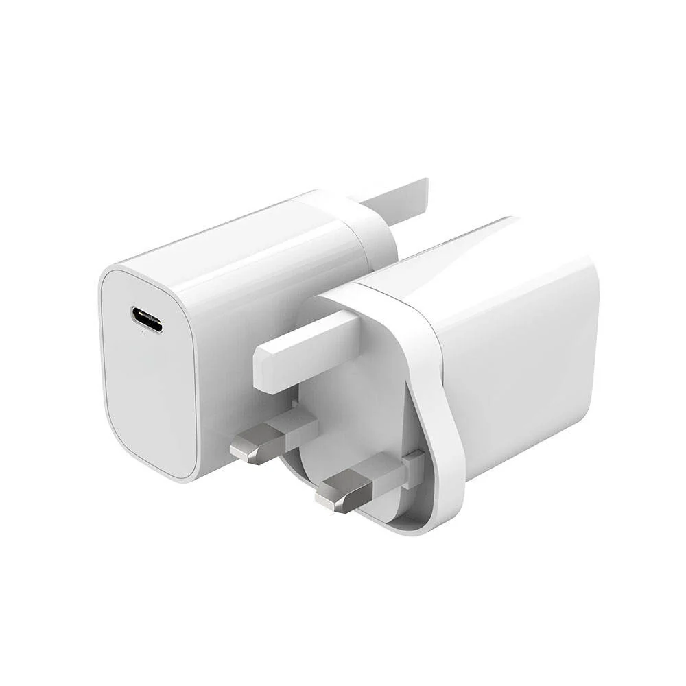 20W PD Fast Charger White Block USB-C Power Adapter Compact Wall Charger for Mobile Phone iPad Samsung Galaxy Pixel Charger