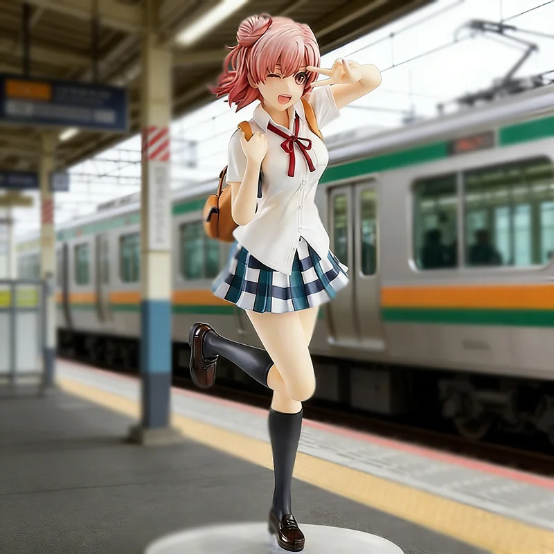 

24CM Anime My Teen Romantic Comedy Figure Kawaii Yui Yuigahama Figure School Uniform Figurine Model PVC Collectible Dolls Toys