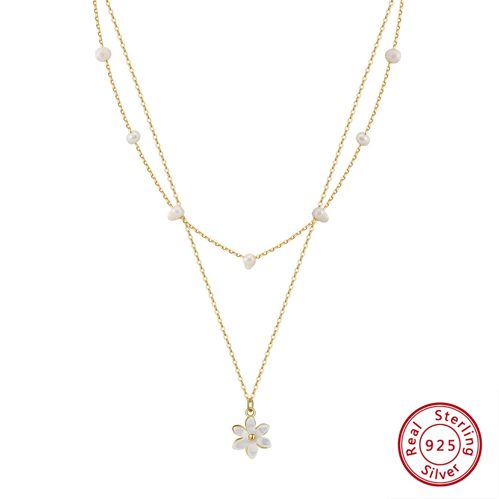 

Kiss Mandy, ожерелье из стерлингового серебра 925 пробы с жемчугом в стиле барокко, повседневный шарм, кулон, колье, подарок на день рождения, цветочный кулон, ювелирные изделия GPN73