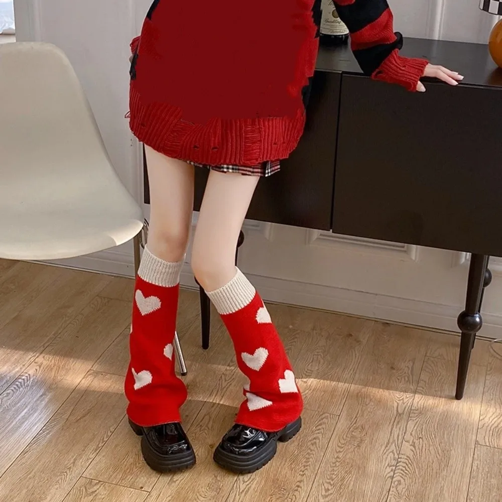 

Soft Heart Knitted Leg Warmers Ballet Style Y2k Bow Leg Socks Spider Pile Socks Knee High Girls Stockings Streetwear