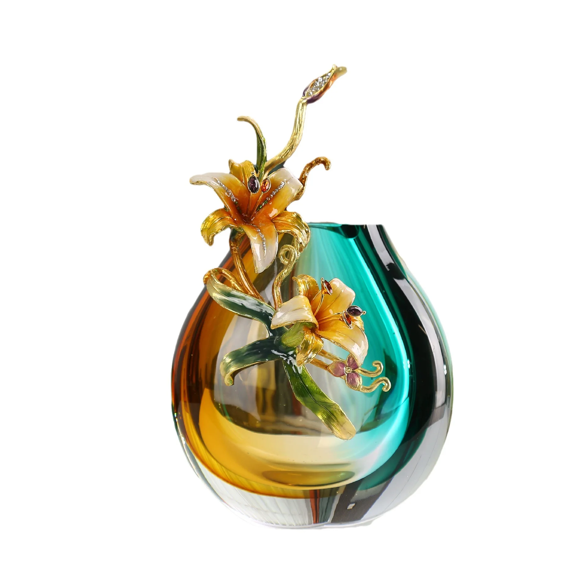 

Light luxury glazed enamel vase ornament living room dining table flower arrangement creative simple TV cabinet decoration