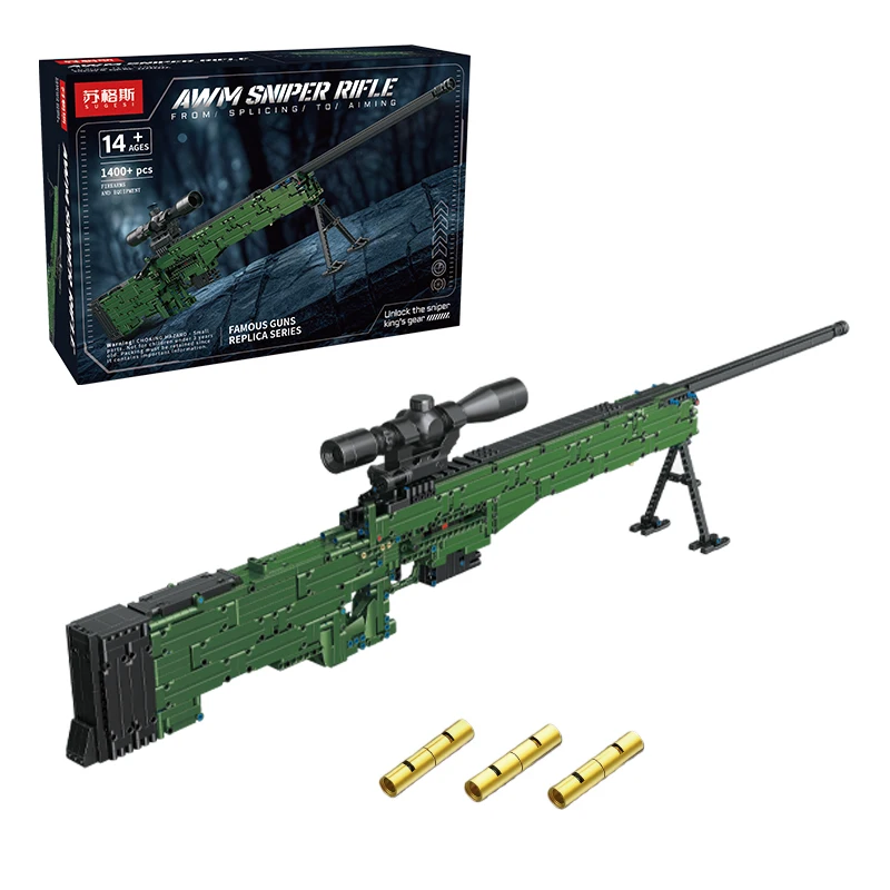 

1400Pcs City Technical Police Military Equipment AWM Sniper Rifle Building Blocks Model,MOC WW2 STEM Educational Toys Kids Gifts