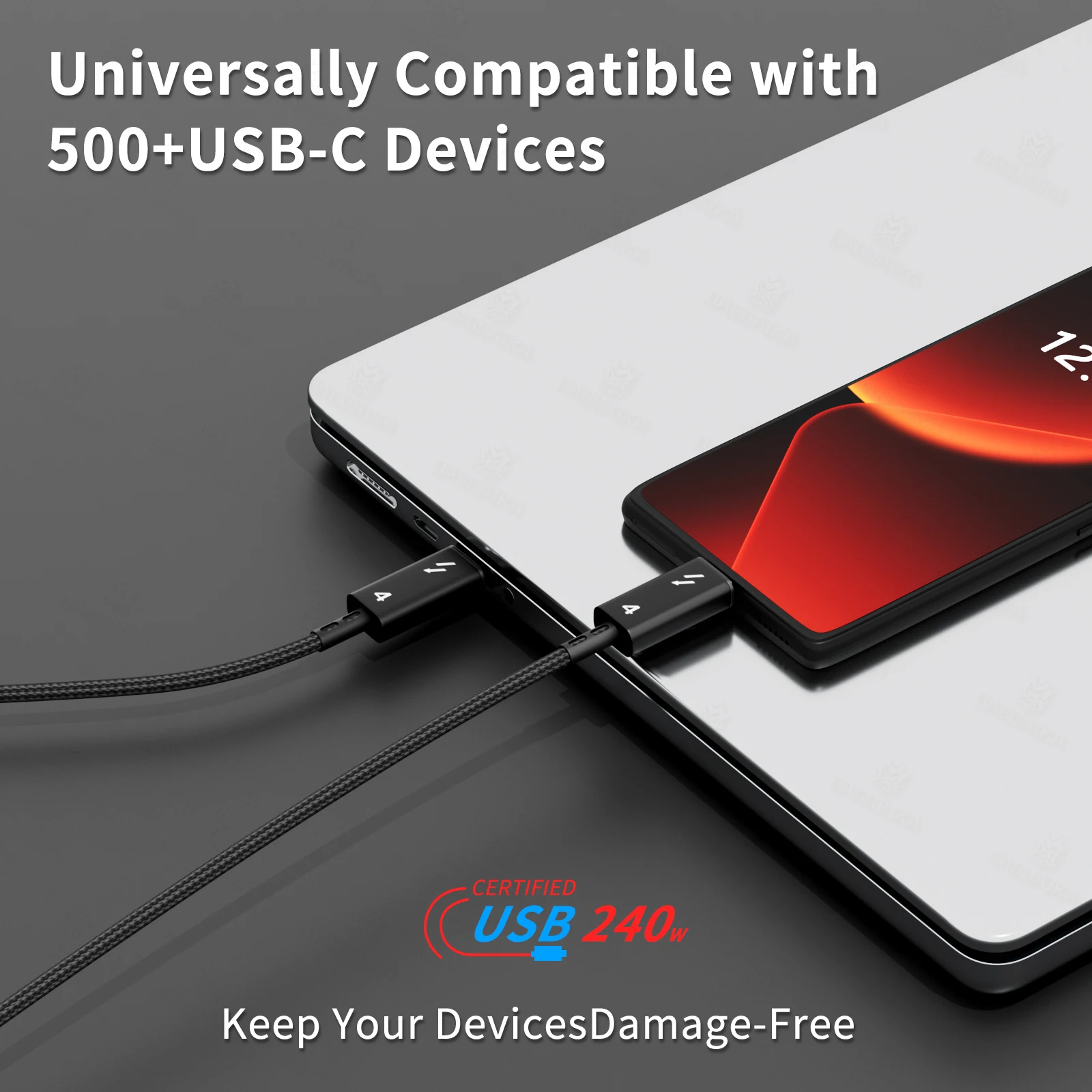 Thunder-bolt 4 USB C to Type C Cable USB4 40Gbps USB-C Data Cable PD 240W Fast Charging Type-c Charge Line For Macbook Pro iPad