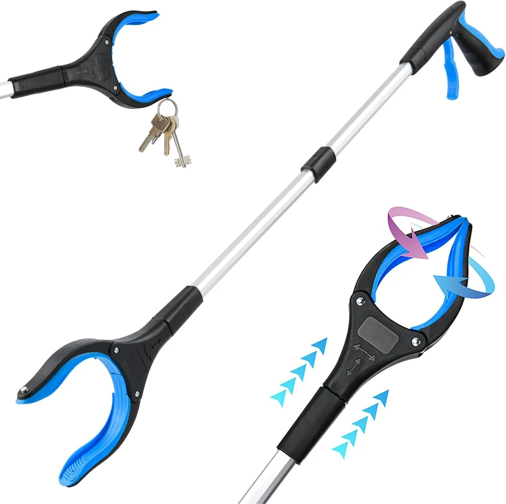 Outil de préhension et de portée pliable extra long de 32 pouces – Bâton de ramassage robuste pour personnes âgées et pour la collecte des déchets