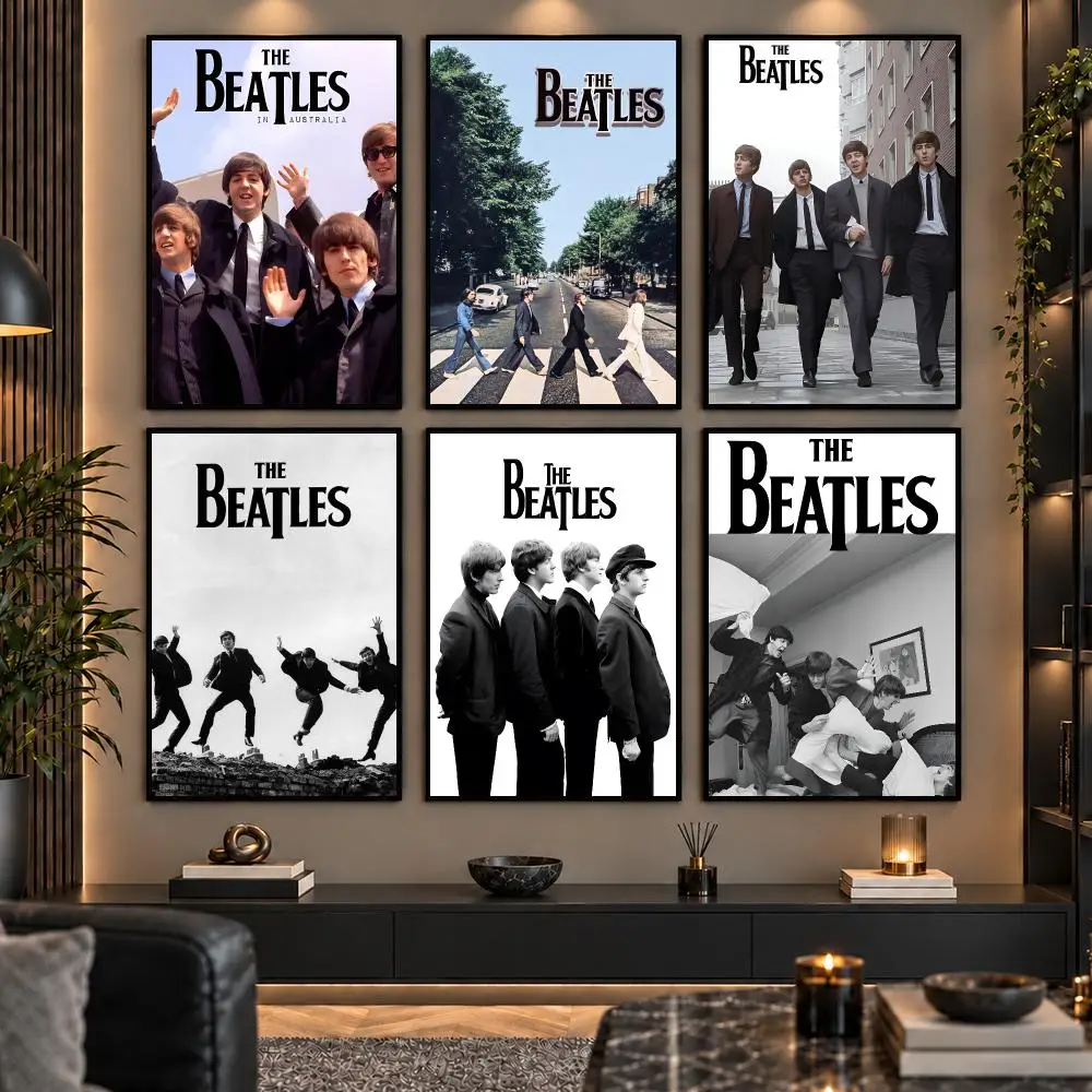 Rock Band The B-Beatles Painting Calligraphy Canvas Wall Art Prints for Living Room Bedroom Home Decor Gift