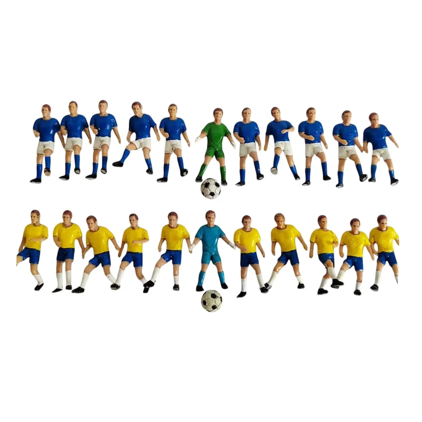 

22x Miniature Soccer Player Toy Figures Diorama Character Figures for Desktop Decoration Train Layout DIY Scene Micro Landscape