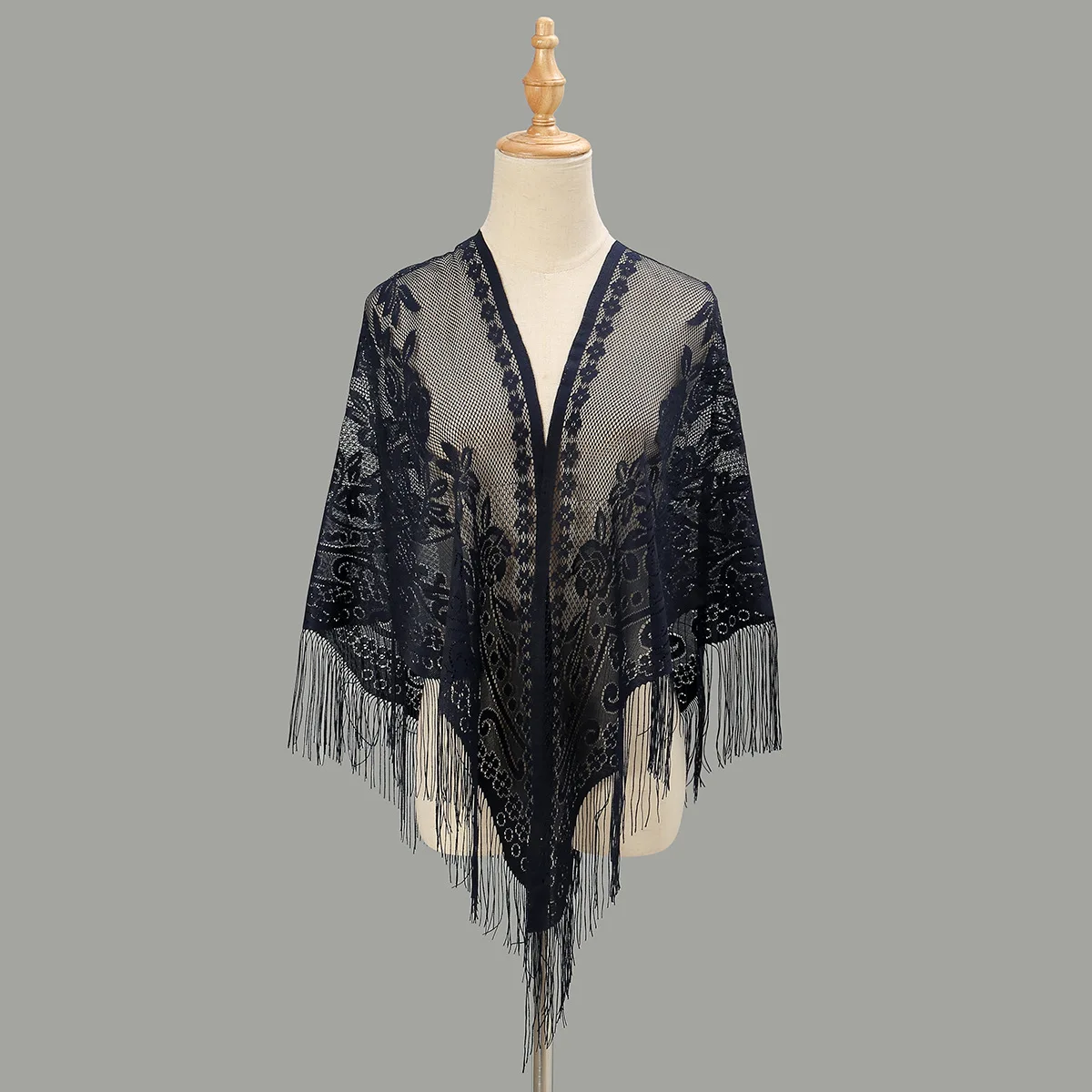 Spring And Summer New Womens Hollow Flower Tassel Shawl Outer Wrap