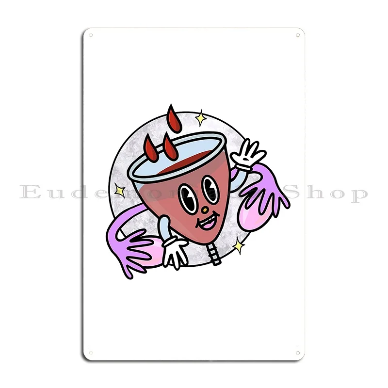 cute retro style menstrual cup character illustration Metal Signs Design Pub Customize Printing Cave Kitchen Tin Sign Poster