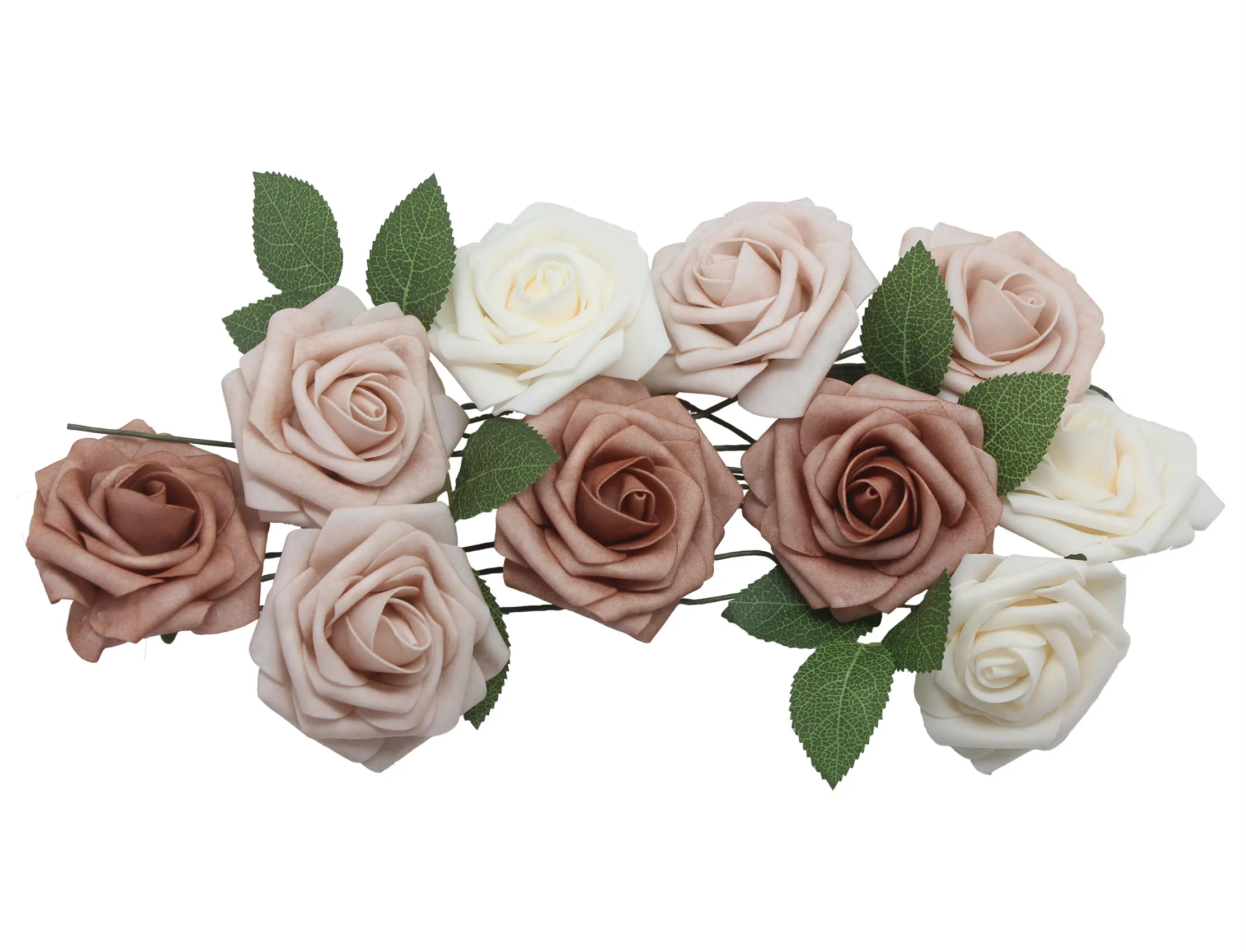 25pcs Artficial Flowers Rose Bouquets Real Look Brown Flower for Bridesmaid Wedding Birthday Party Centerpieces Arrangements