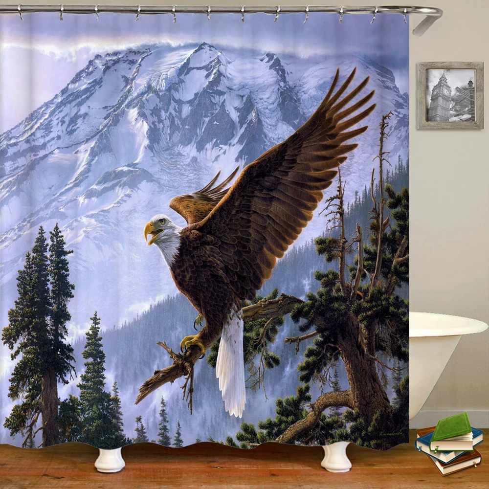 Animals Horse Shower Curtain Polyester Fabric 3d Printing Bathroom Curtain Waterproof With Hook Large Size 240X180 Bath Curtains