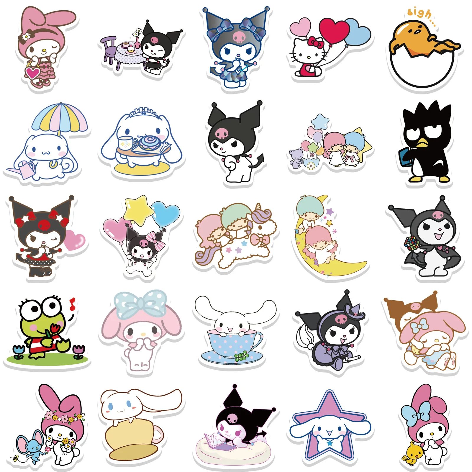 50pcs Blend Sanrio Sticker Pack Waterproof Laptop Skin Sanrio Anime Stickers Cute Phone Case Kawaii Packaging DIY Scrapbooking