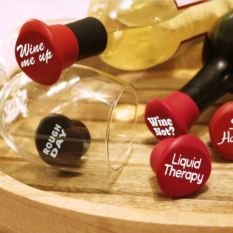 5PCS Funny Wine Stoppers - Perfect As Wine Accessories Or Wine Gifts For Women - Set Of 5 Funny Silicone Wine Bottle