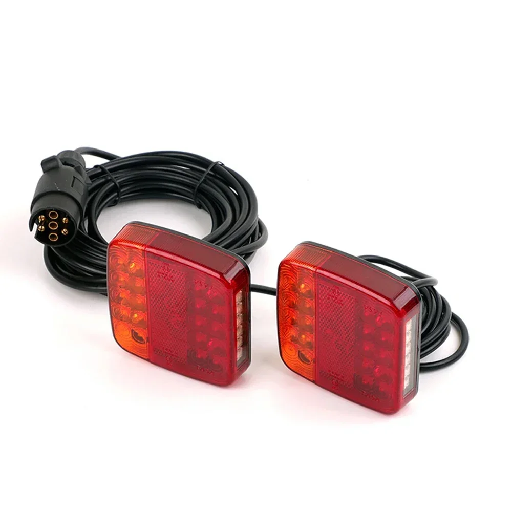 1 Set 12V 26 LED 7 Pin Rear Towing Tail Light 7.5m+2.5m Brake Stop Lamp License Number Plate Reflector Caravan Camper Boat