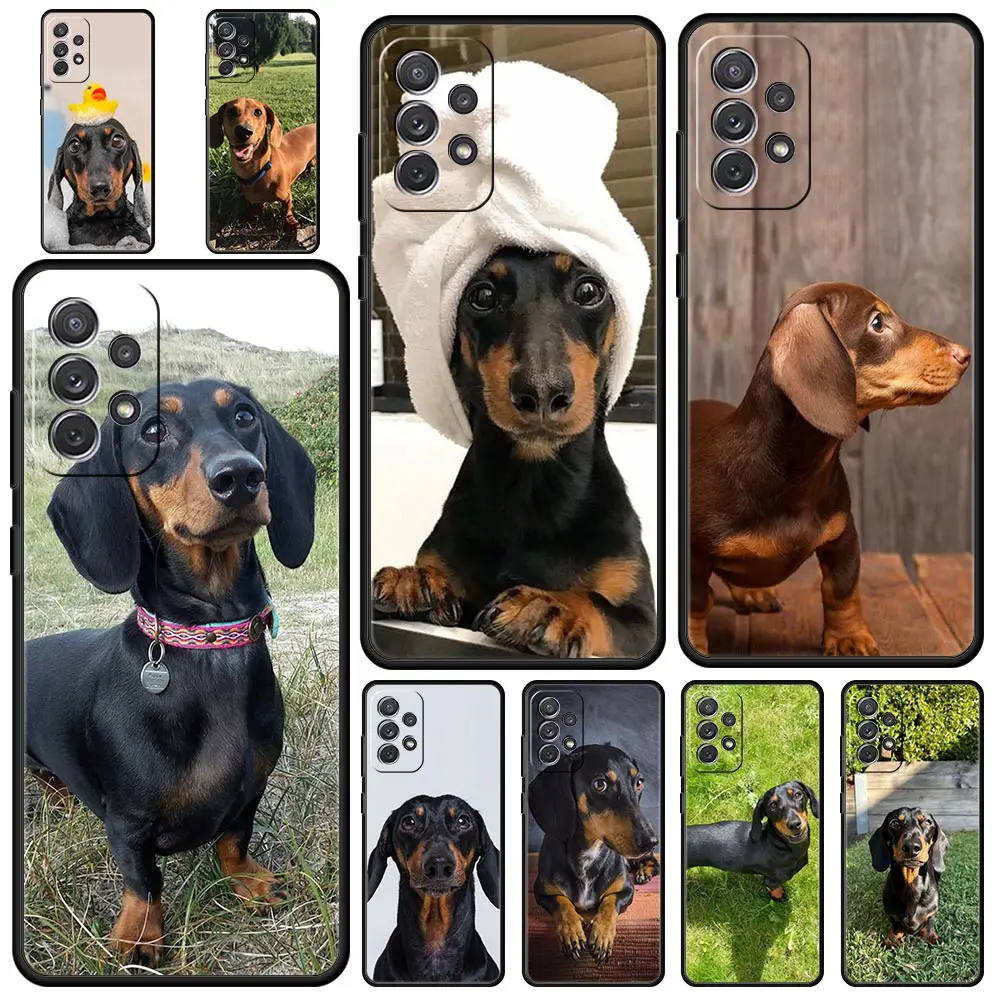 Dachshund Silhouette Dog cute Phone Case For Samsung A35 A55 A15 A13 A51 A71 A41 A31 A21S A03S A05 A23 A25 A33 A53 A73 5G Cover