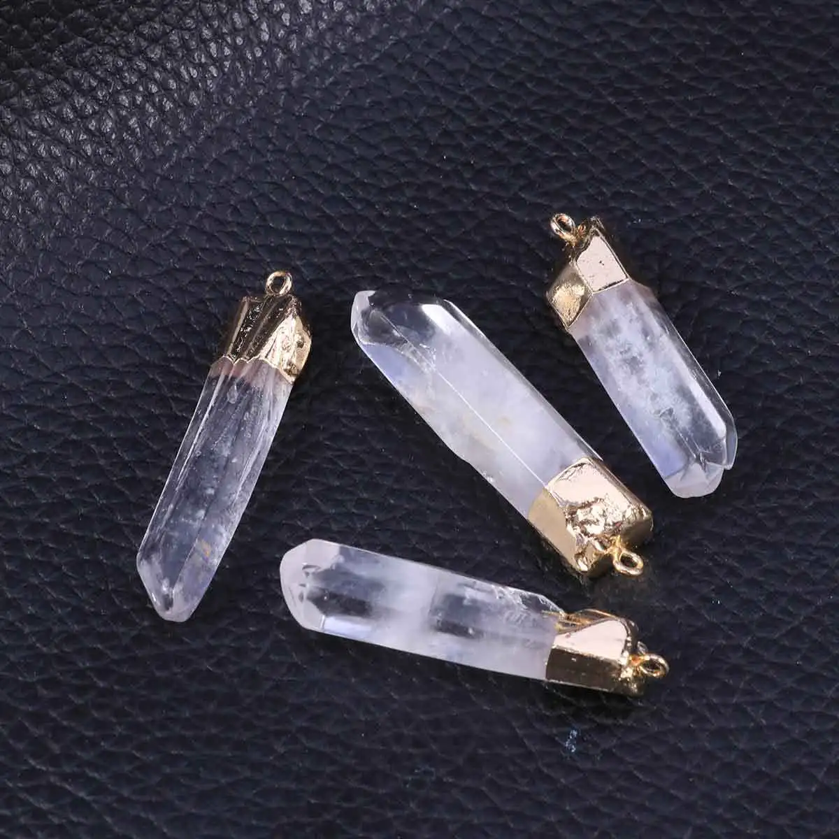 

4Pcs Natural Crystal Quartz Pendants Clear Varied Sizes Stone Charms DIY Accessories for Jewelry Making Necklace Bracelet