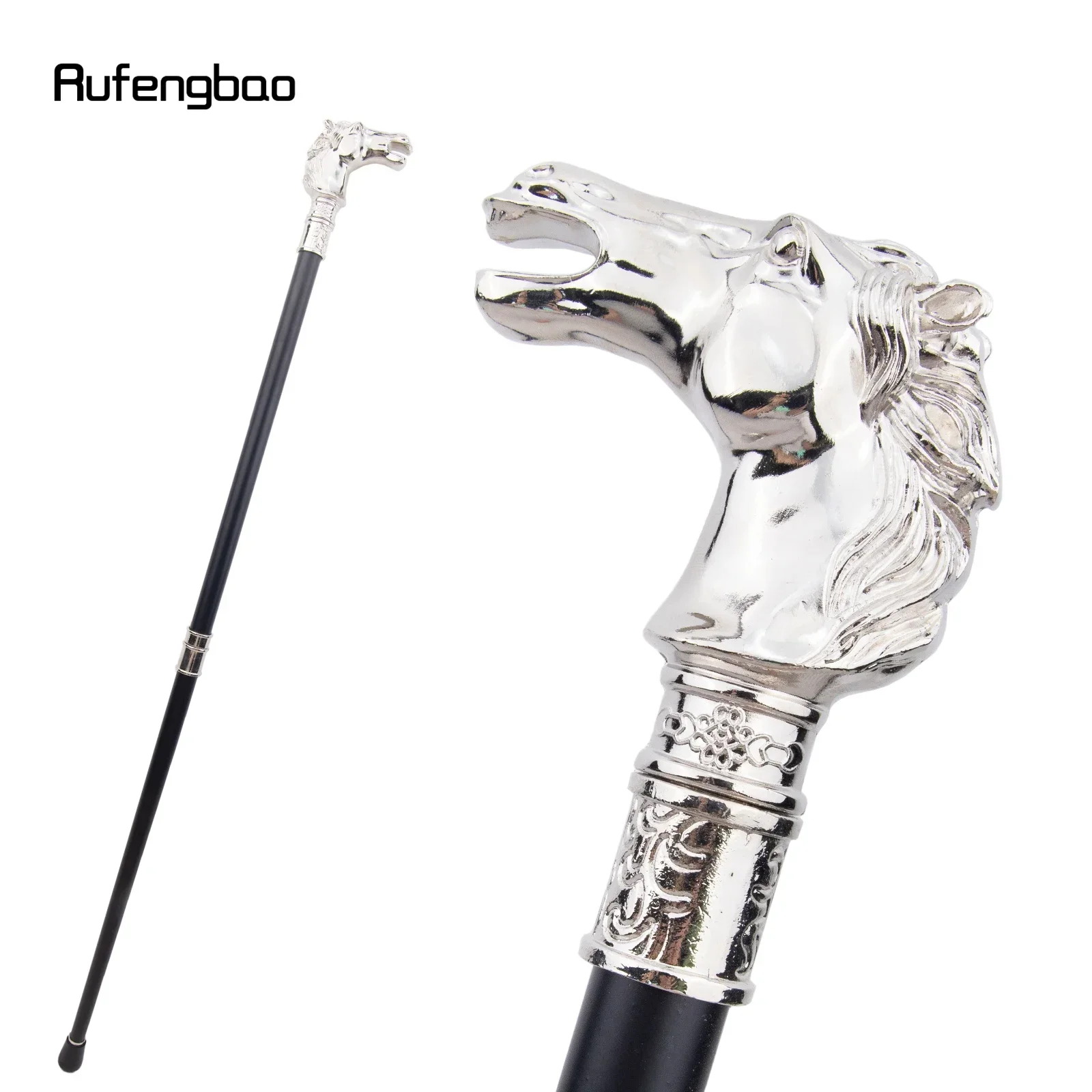 

White Horse Bristle Animal Fashion Walking Stick Decorative Cospaly Vintage Stick For , Steampunk Every Performance Stage Cane