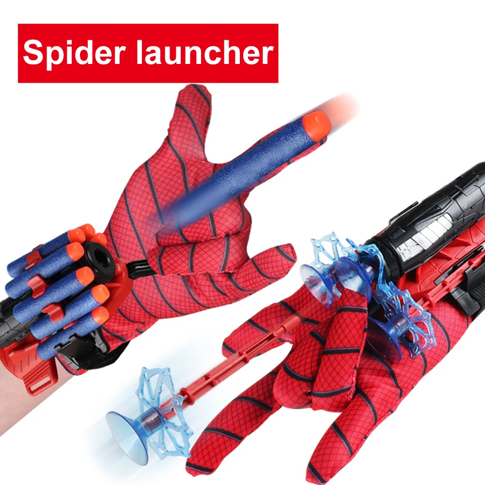 Web Shooter Toy Launch Distance 5m Cosplay Wrist Launcher Glove Funny Decoration Wrist Web Shooter Toy Set Best Gift for Kids