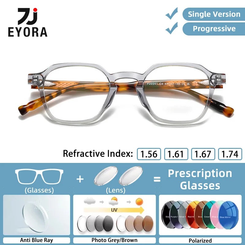 

EYORA Fashion Retro Full Rim Acetate Reading Glasses Myopia Eyewear Hyperopia Anti Blue Ray Progressive Photochromic Eyewear
