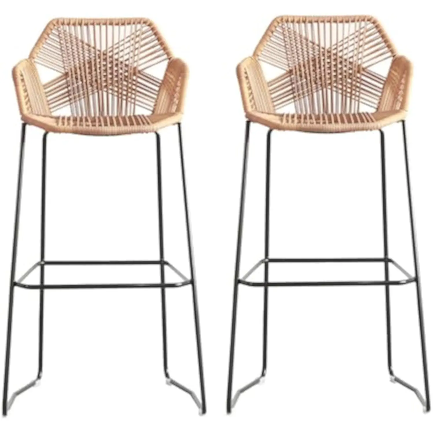 

Rattan Bar Stools Counter Stools Hand Woven Bar Chairs Set of 2 Counter Height Barstools Home Décor Boho Bar Stools with Footre