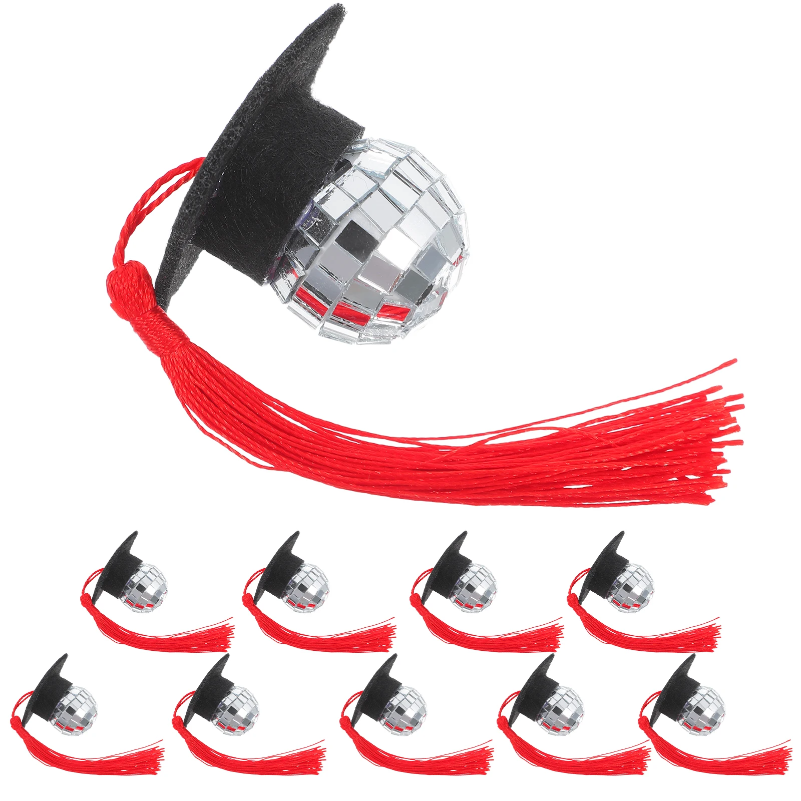 

10 Pcs Graduation Hat Disco Cupcake Topper Decorations Party Mini Caps Cake Toppers High School Grad Cap