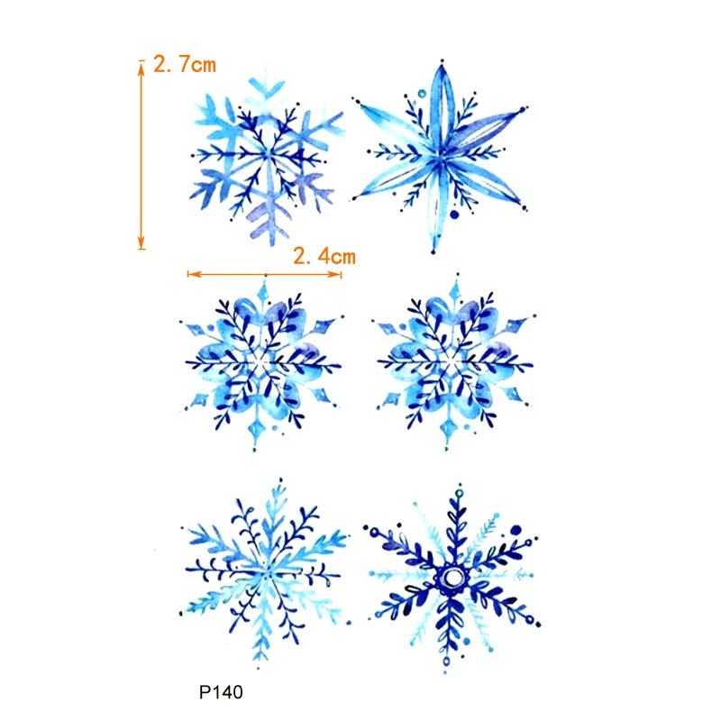 Blue Snowflake Waterproof Temporary Tattoo Men Flash Tattoo Stickers Black Snowflake Henna Sleeve Tattoos Tatoo Kids Art Sticker