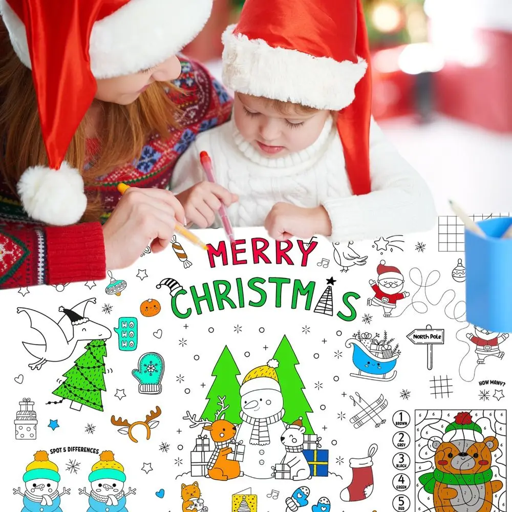 Merry Christmas Giant Coloring Poster for Halloween Thanksgiving Day Birthday Dinosaur Space Large Coloring Tablecloth Banner