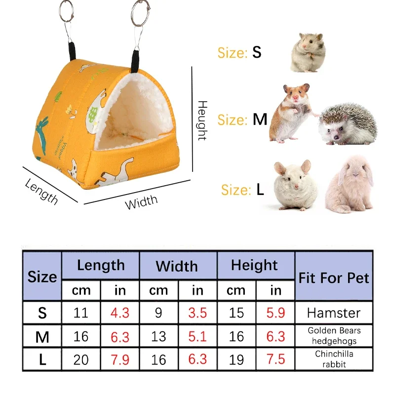 1pc Cute Print Bird Bed Mini Cage Rabbit Squirrel Mat Guinea Pig Nest Hamster House Small Animal Sleeping Bed Pet Hanging Cage