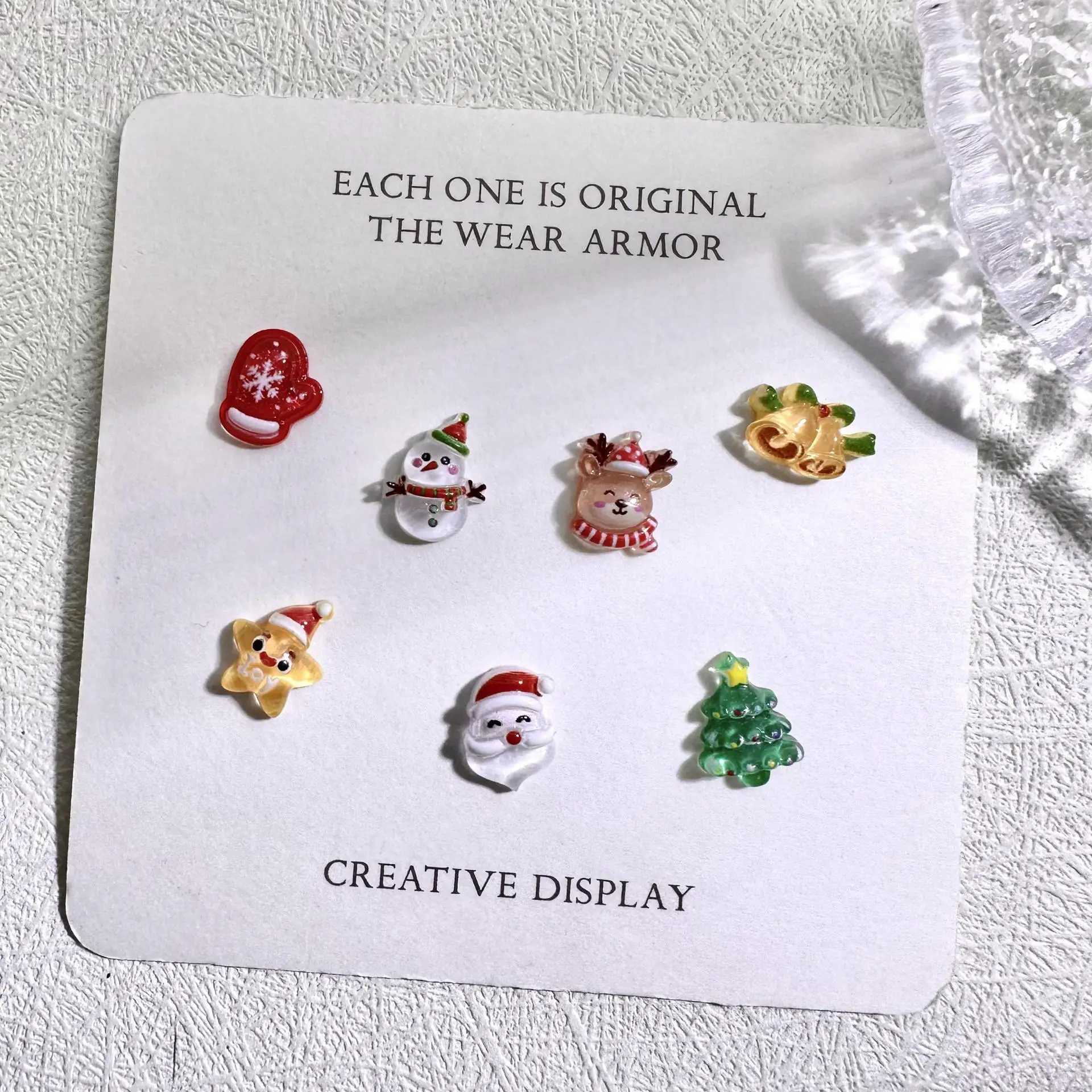 10Pcs Christmas Cartoon Nails Decoration Santa Claus,Elk,Bell,Tree Resin Nail Charms Cute Jewelry Part Decoration Accessories