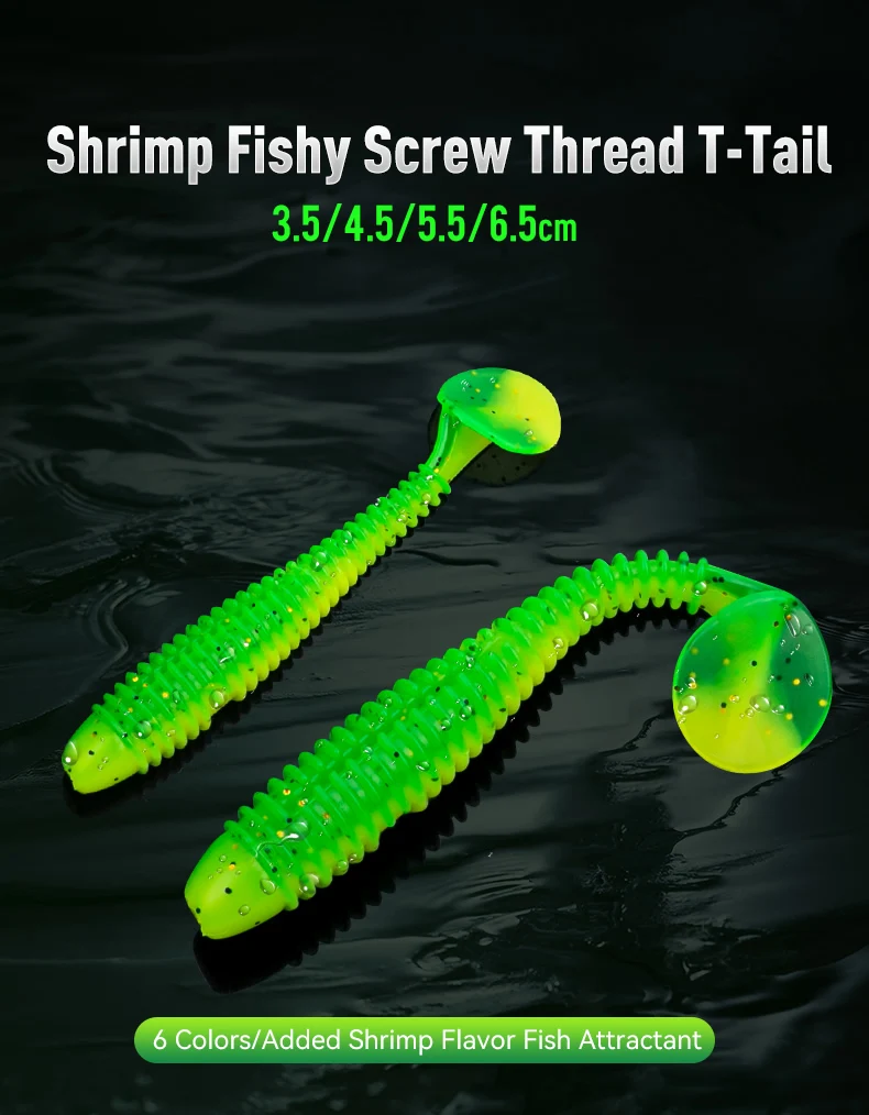 KINGDOM Schraubgewinde T-Schwanz Weicher Angelköder 20 Stück Silikon-Wurmköder Paddelschwanz-Swimbait 35mm-65mm für Barsch-, Forellen- und Hechtangeln – Detail 1