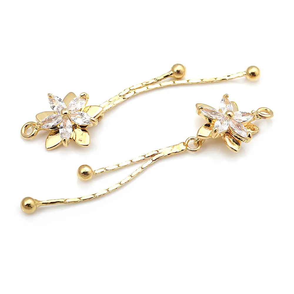 18K Gold Color Brass Heart Flower Star Chain Tassel Charms Earring Charms Jewelry Making Supplies Diy Findings Accessories