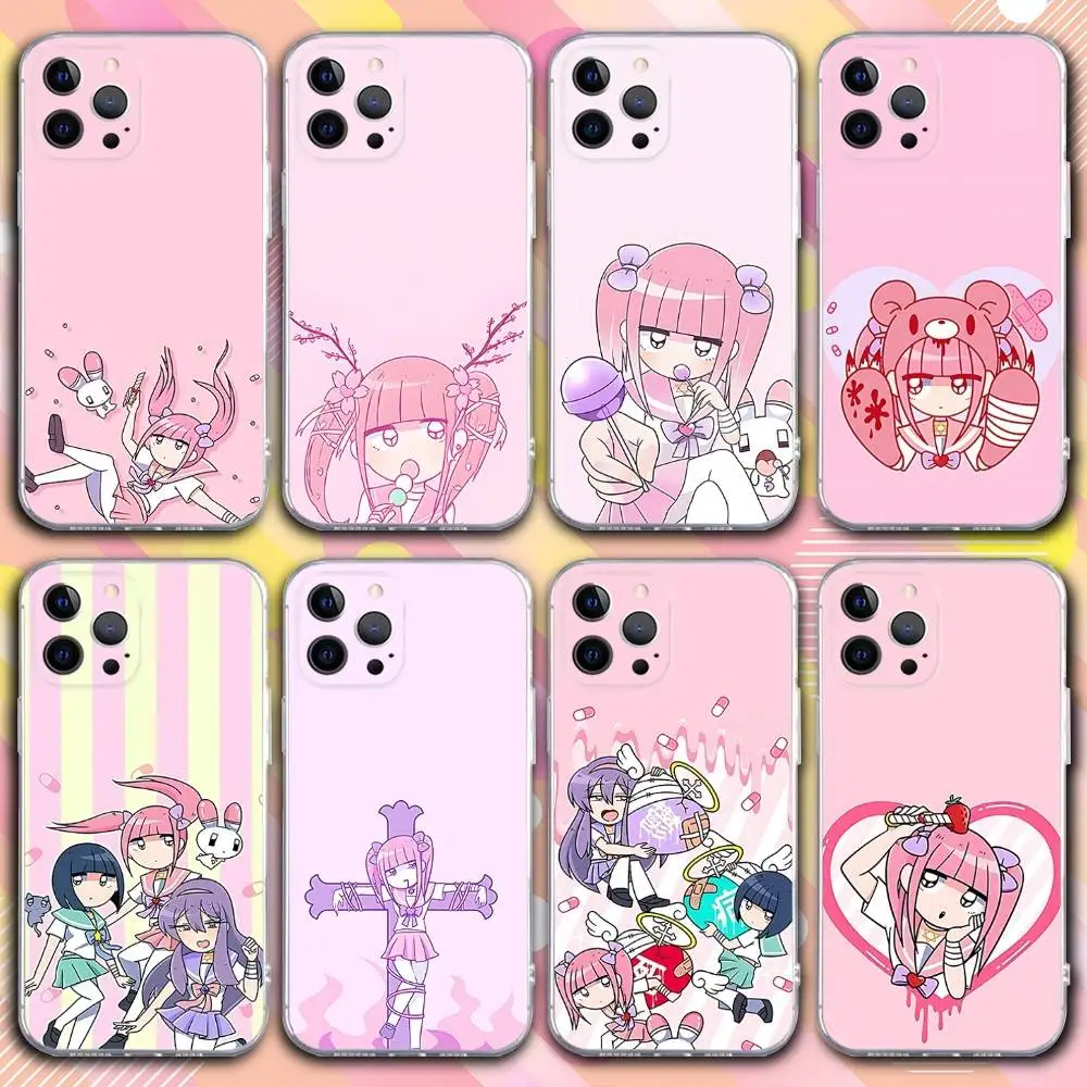 

M-Menhera Comic Chan Phone Case For iPhone 17,16,15,14,13,12,11 Pro,Max,Plus,X,XS,XR,SE4,E Mini Transparent Soft Cover