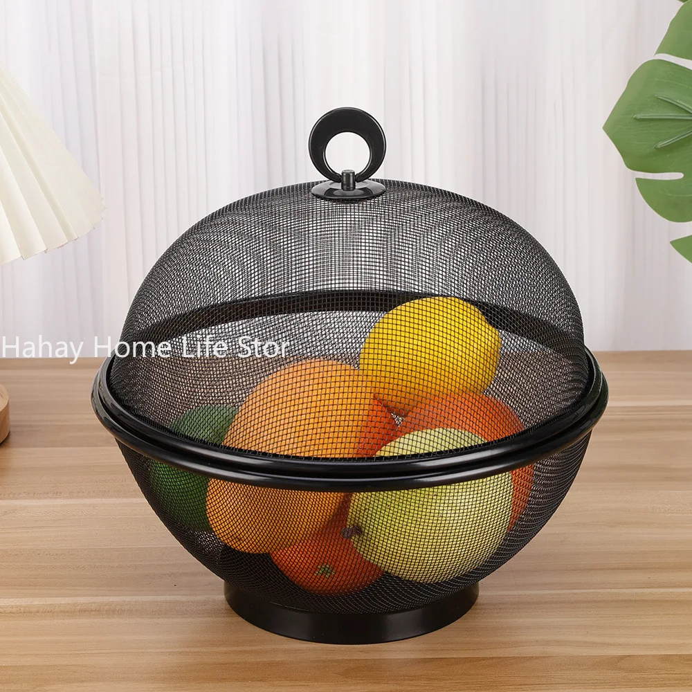 Mesh Fruit Basket with Lid Prevent Fly Stainless Steel Kitchen Drain Basket Vegetables Fruit Holder Kitchen Supplies 그물코 과일 바구니