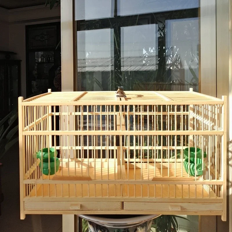 Large Bamboo Avian Enclosure Handcrafted Airy Bird Island Traditional Chinese Folk Art Pet Supplies 50cm