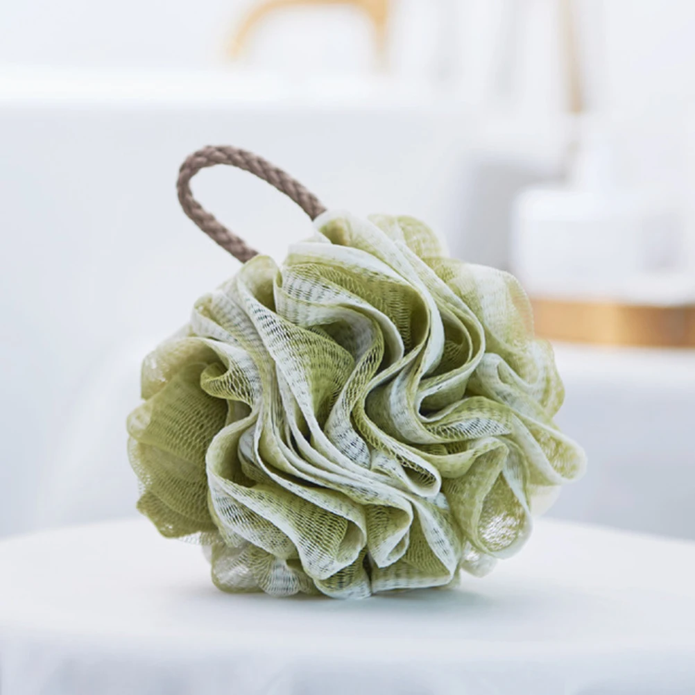 

3pcs Shower Bath Balls Mesh Bath Balls Exfoliating Cleansing Body Wash Lathering Portable With Hanging Rope Green