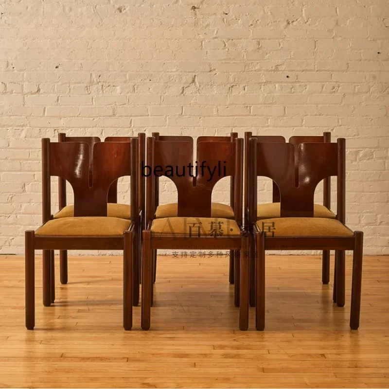 

Medieval solid wood home designer desk back chair modern simple homestay retro restaurant dining chair0420