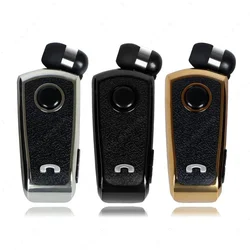 Trouvaille-Collar Clip Fones de ouvido sem fio, fones de ouvido Bluetooth, fones de ouvido intra-auriculares, fio retrátil