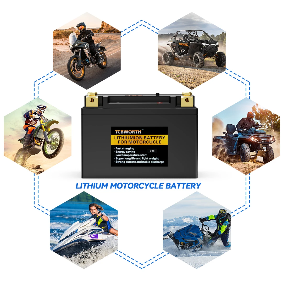 TCBWORTH 14S Lithium-Motorradbatterie LiFePO4 14S 12,8 V 8 Ah 480 CCA für Motorrad, ATV, UTV, Jetski, Generator, 4 Wheeler – Detail 6