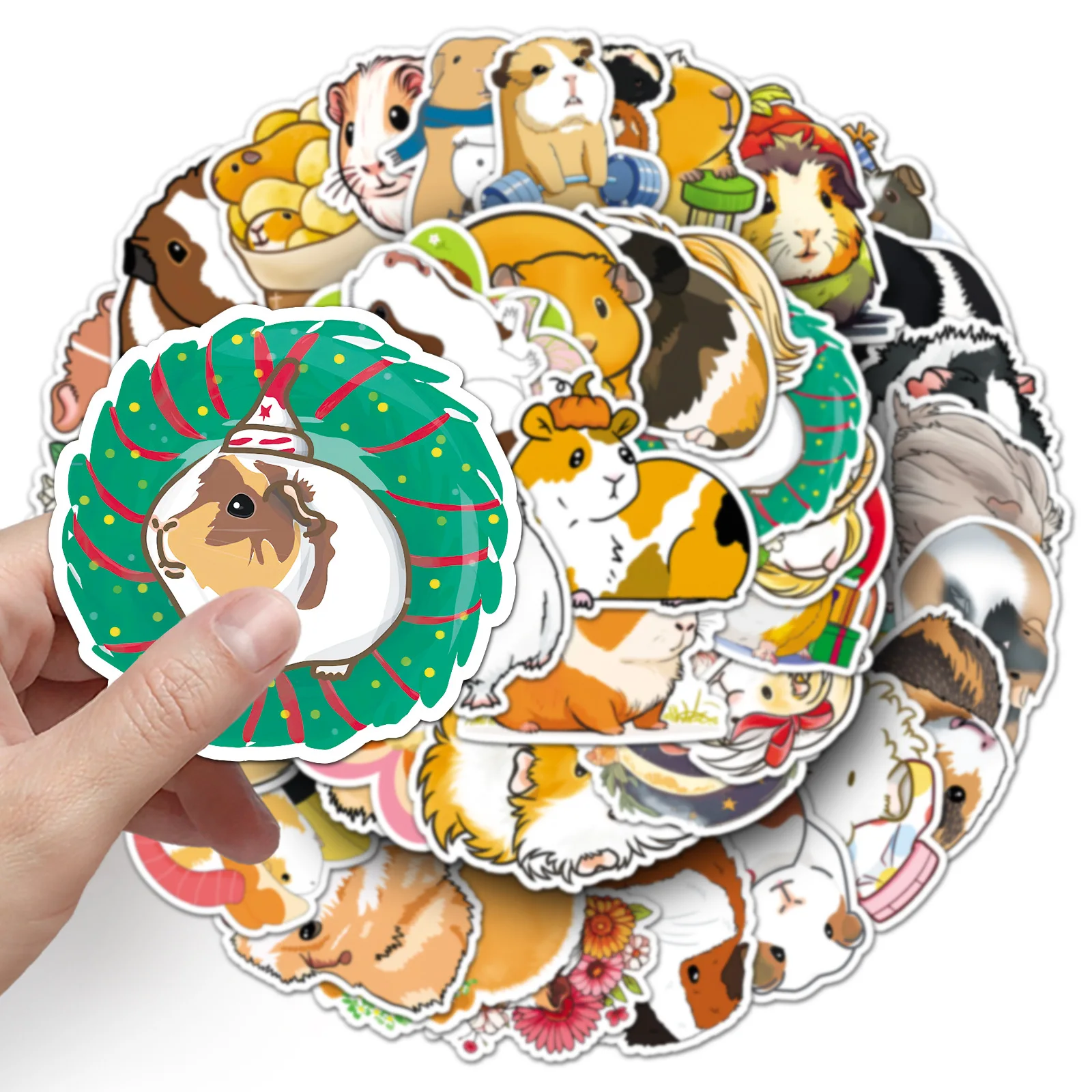 50 SZTUK Uroczych Naklejek z Świnkami Morskimi, Kreskówkowe Naklejki z Zwierzętami, Śmieszne Memy, Graffiti, Dekoracje DIY, Zabawki, Naklejki na Laptopa, Gitarę, Samochód, Rower, Deskorolkę