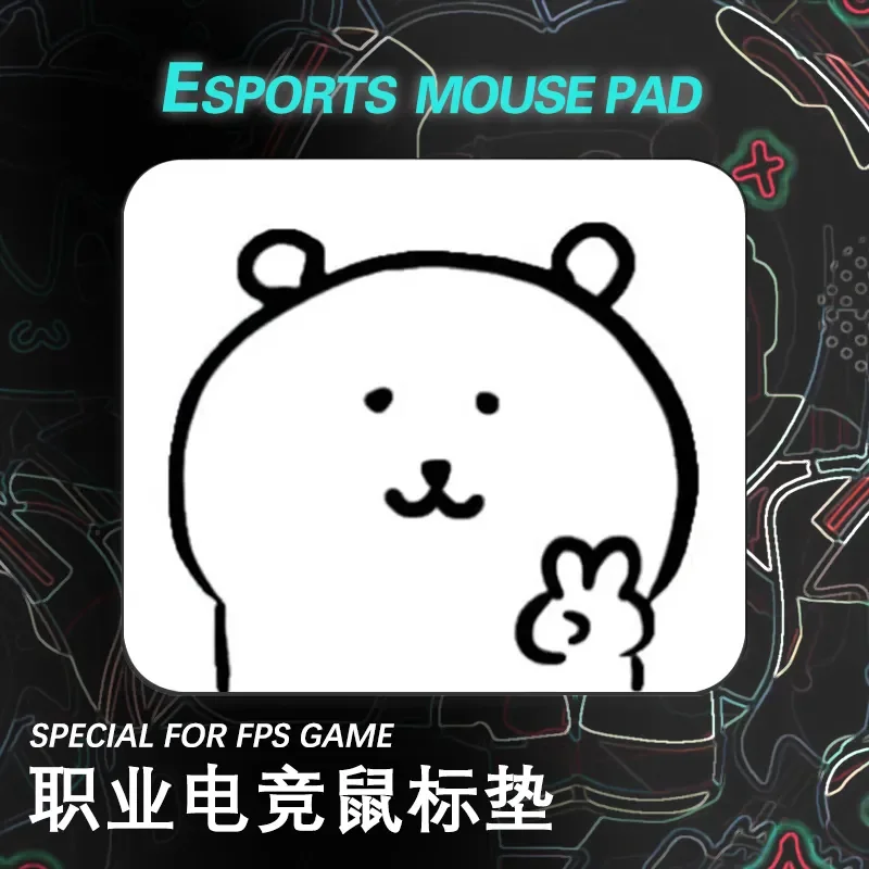 

Cute Nagano Bear Cartoon Photovoltaic Glass Gaming Mouse Pad Smooth Surface for Professional FPS eSports & Waterproof Office Use