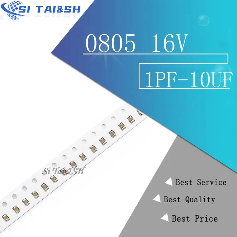 100PCS 0805 16V smd ceramiczne kondensatory 1PF-10UF 20PF 220PF 330PF 680PF 4.7NF 22NF 33NF 10NF 220NF 1UF 2.2UF 4.7UF 10UF