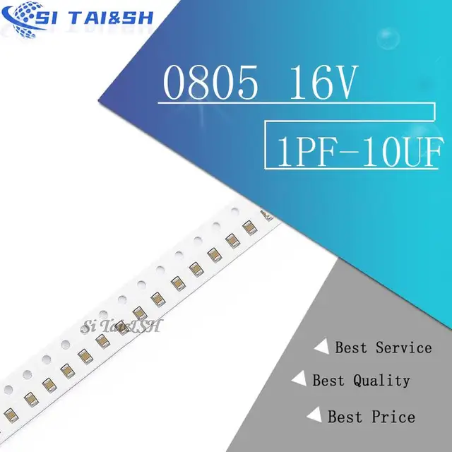 100PCS 0805 16V smd ceramiczne kondensatory 1PF-10UF 20PF 220PF 330PF 680PF 4.7NF 22NF 33NF 10NF 220NF 1UF 2.2UF 4.7UF 10UF