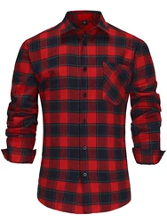 M-3XL Men's Shirt Long Sleeve Non Iron Wrinkle Resistant Business Dress High End Professional Casual Suit Plaid Shirt