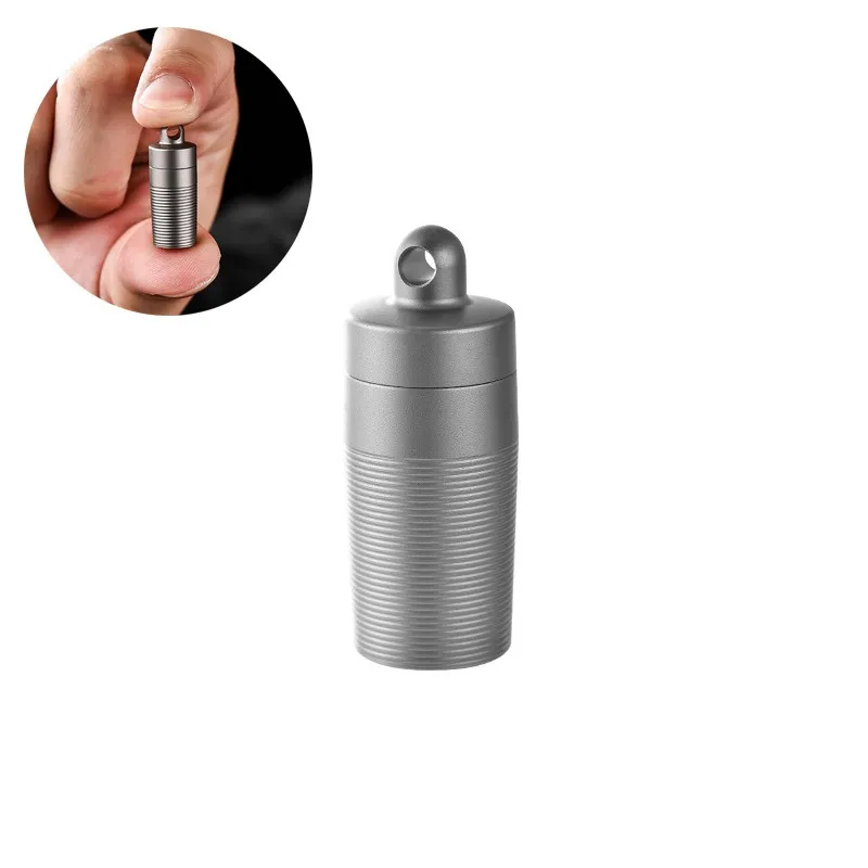 Titanium Alloy Multi Pill Storage Bottle Waterproof Capsule Sealed Bottle Outdoor EDC Survival Tool Container with Necklace Gift