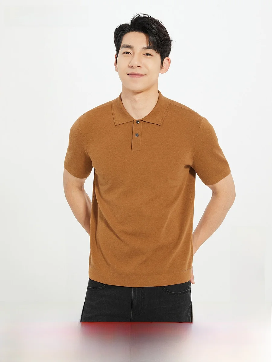 Lilanz Men's Short Sleeve  Neck Knitwear Woolen Fashion Urban Style Printed Top Machine Washable Autumn New Arrival