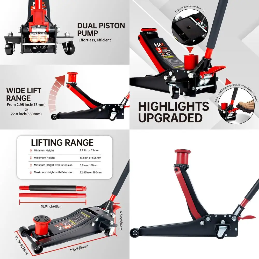 

3-Ton Low-Profile Dual-Piston Steel Racing Jack with Quick Lift Pump and Foot Pedal for Off-Road Car Maintenance