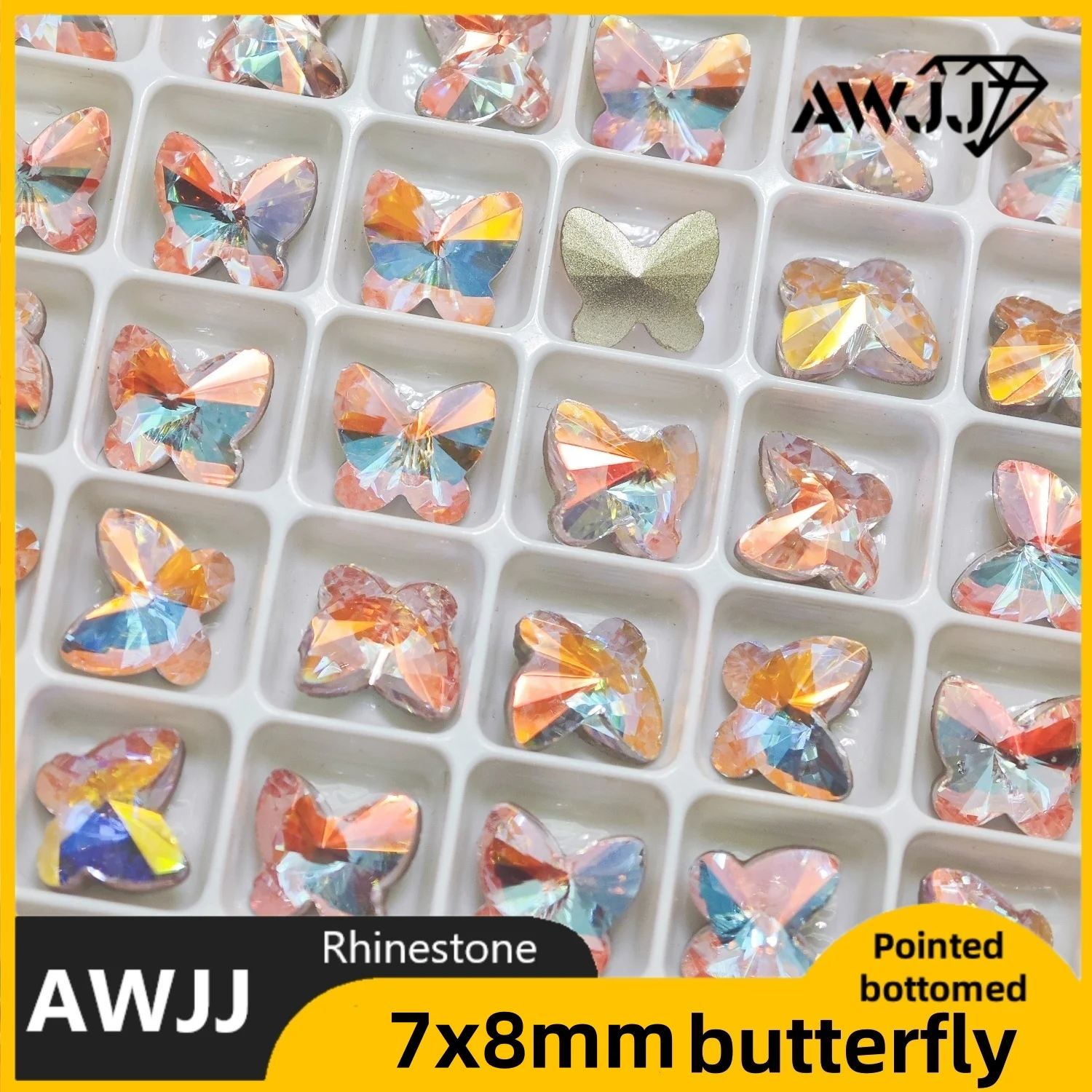 コニャックピンクドロップハート蝶形の尖った底の装飾宝石イヤリングネックレスネイルジュエリーアクセサリーに使用