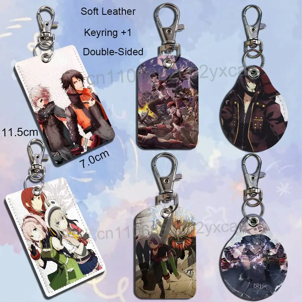 Phym GE3 GOD EATER 3  Leather Keychain Badge Holder with Lanyard - ID/Access Card Holder, Key Ring Accessory, Gift Option
